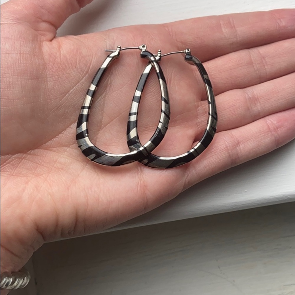 Silver and Black Hoop Earrings Silpada